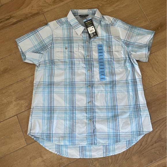 Eddie Bauer adventure Blue and White Casual Button Down Shirt women’s large - Picture 3 of 7